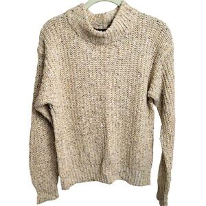 YarnWorks Women's Large Speckled Sweater‎ Long Sleeve Knit Beige Multi Color
